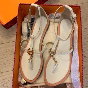 Ivory Tory Burch Toggle Flat Sandal